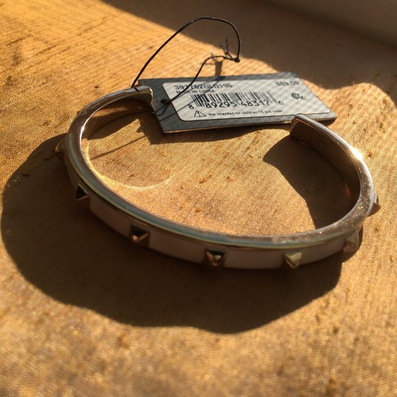 ALLSAINTS Enamel Studded Cuff Bracelet In White + Gold One Size Brand New NWT - Picture 3 of 12